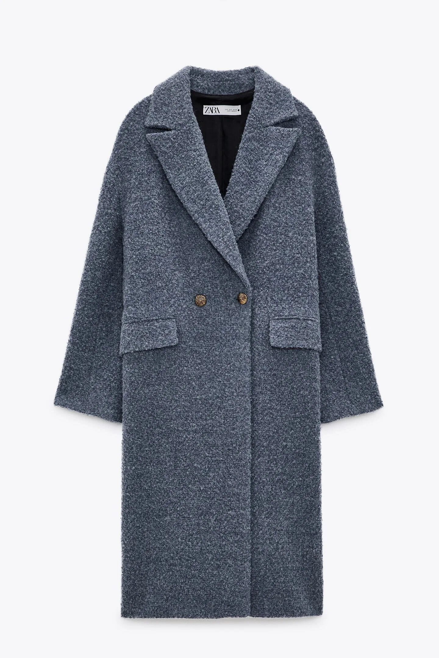 Zara Textured Coat in Faded Blue