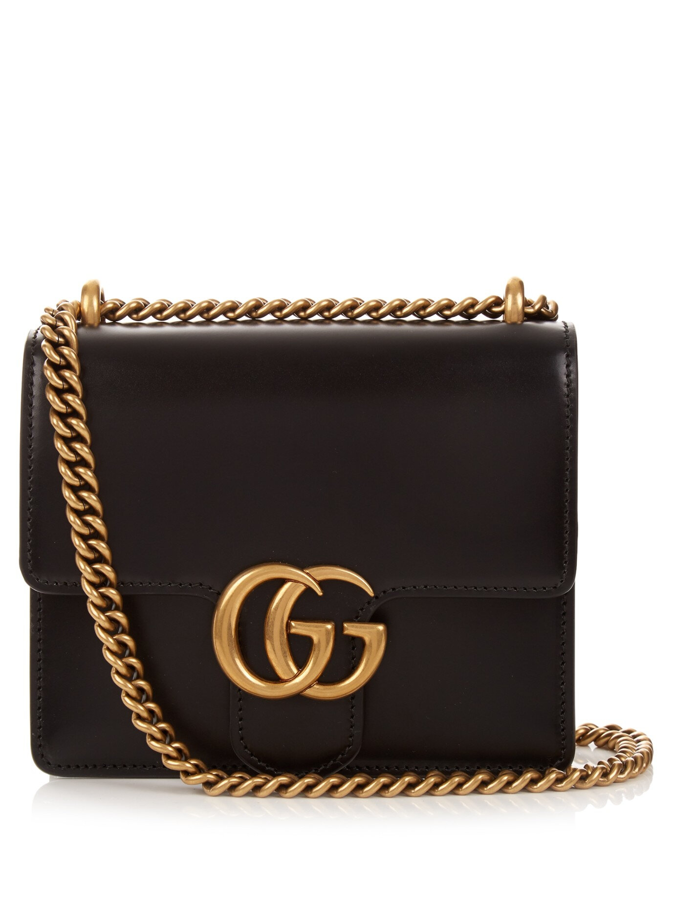 Gucci GG Marmont Mini Leather Bag - Black - Fablle