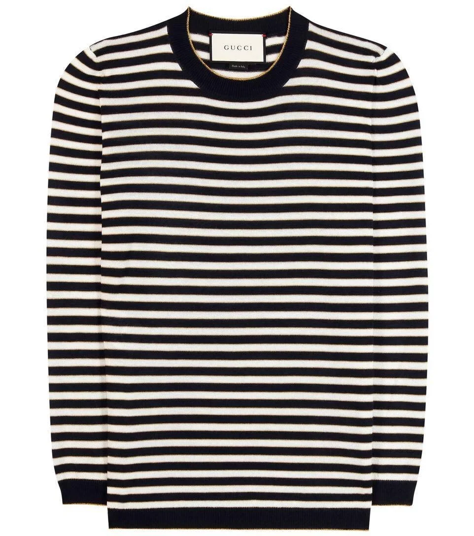 Gucci Striped Cashmere Silk-Blend Sweater