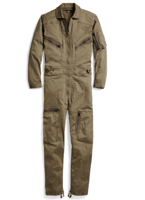 Ralph Lauren Cotton Twill Military Jumpsuit in Green