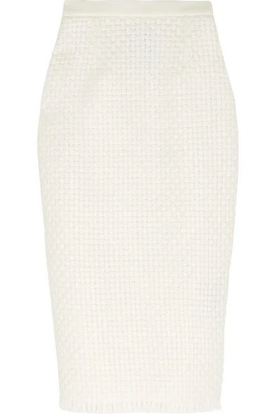 Roland Mouret Arreton Skirt in White Lattice-Weave