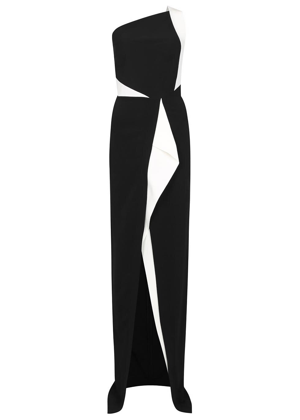 Roland Mouret Lilyvick One-Shoulder Jersey Gown in Black:White.jpg