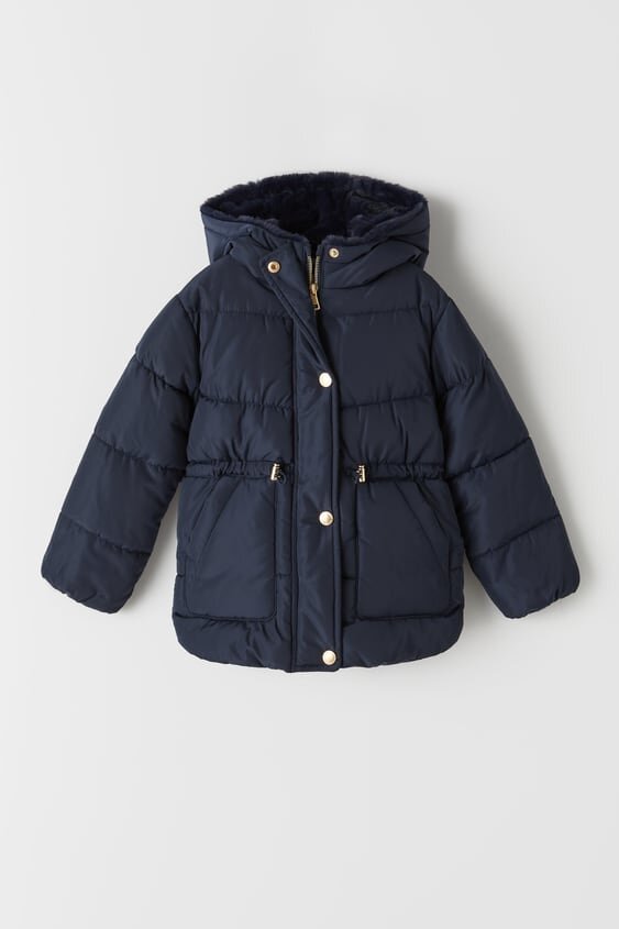 zara navy blue puffer jacket