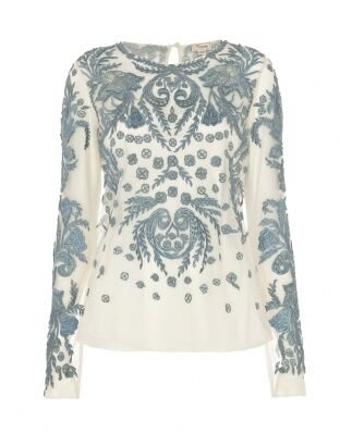 Temperley London Peony Long Sleeve Top in White — UFO No More