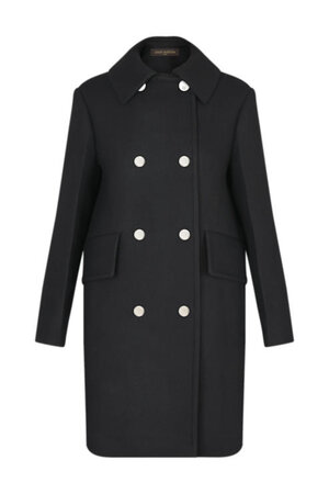 Louis Vuitton Women's Double Breasted Trench Long Coat Cotton with Monogram  Wool Neutral 15968035