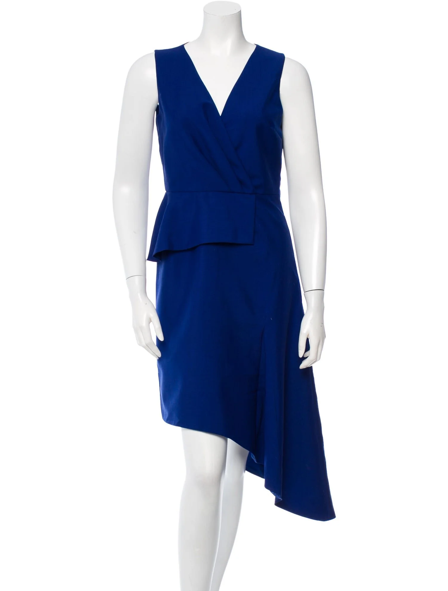 Christian Dior Sleeveless Peplum V-Neck Dress in Cobalt Blue