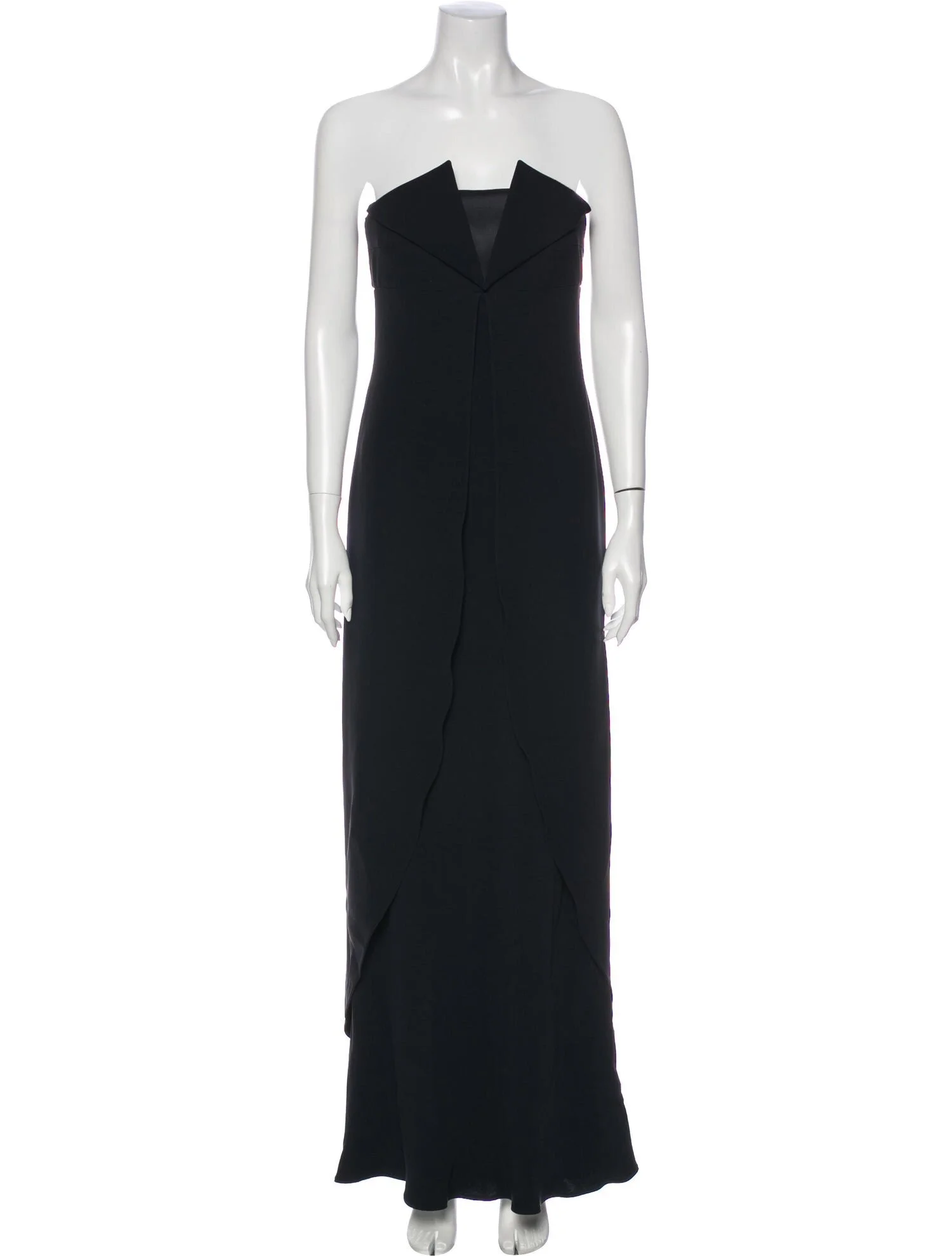 Giorgio Armani Ruffle Crepe and Silk Evening Gown in Black
