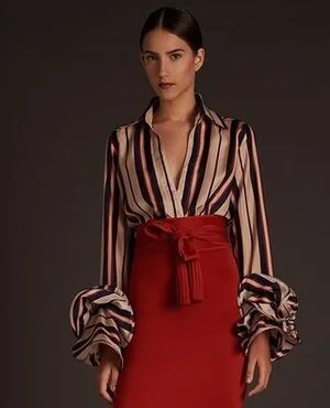 Silvia Tcherassi Striped Ruffle Top