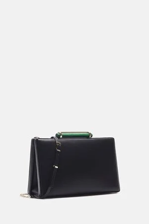 Carolina Herrera Scala Insignia Clutch Bag in Black