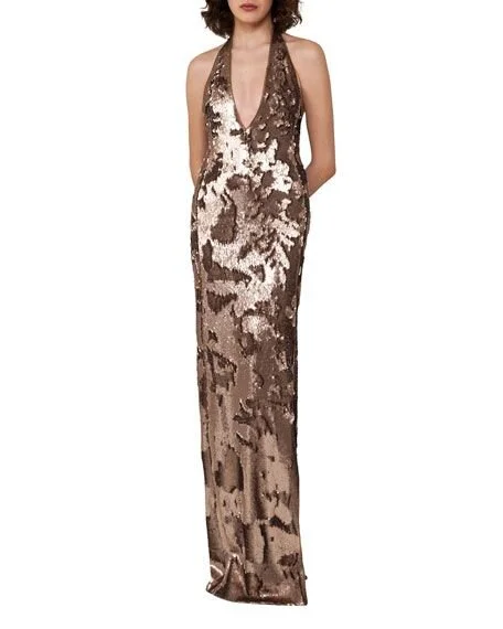 Akris Sequined Square Neck Gown in Gold