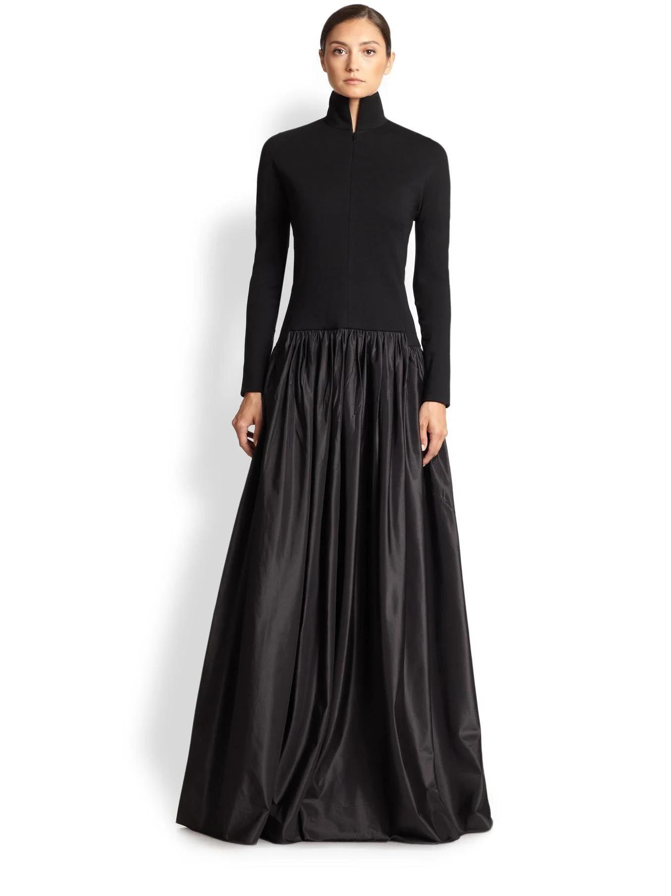 Akris Sleeveless Wool & Silk Taffeta Gown in Black
