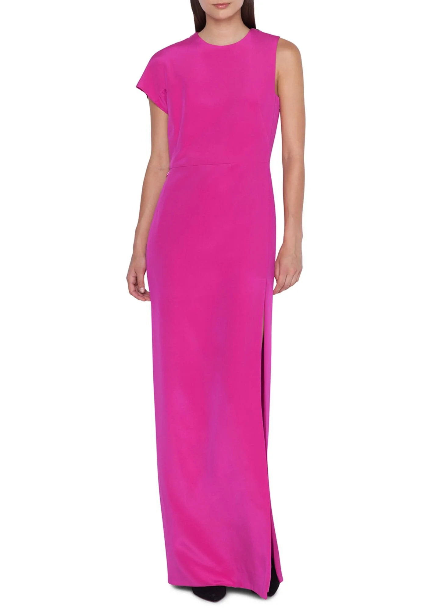 Akris One-Sleeve Silk Jersey Column Gown in Fuchsia