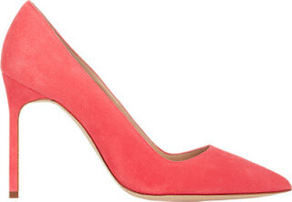 Manolo Blahnik BB Pointed Toe Pumps in Coral Suede