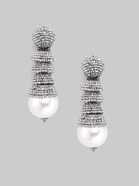 Chanel Vintage CC Logo Faux Pearl Drop Earrings