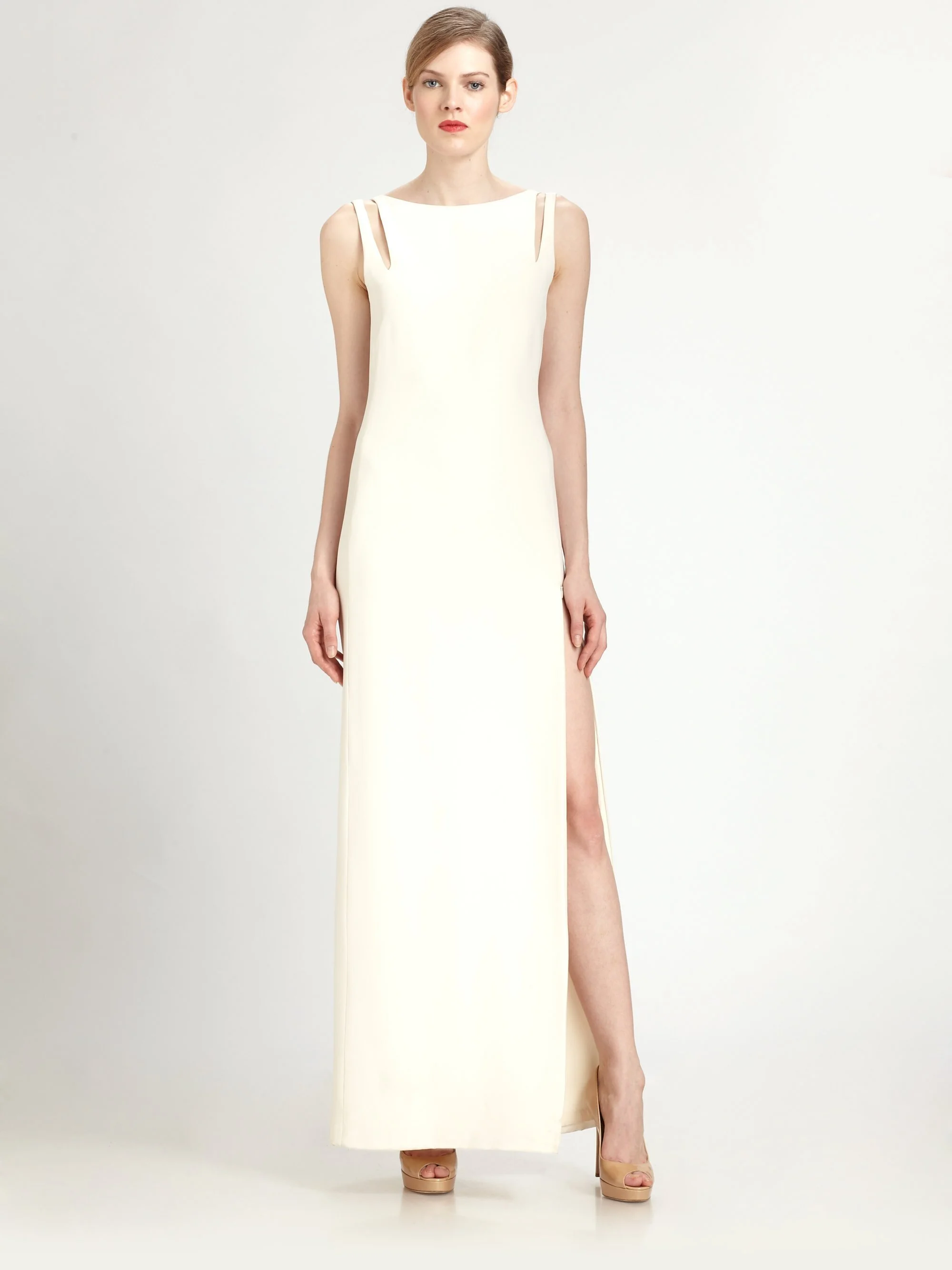 Akris Sleeveless Silk Crepe Gown in White