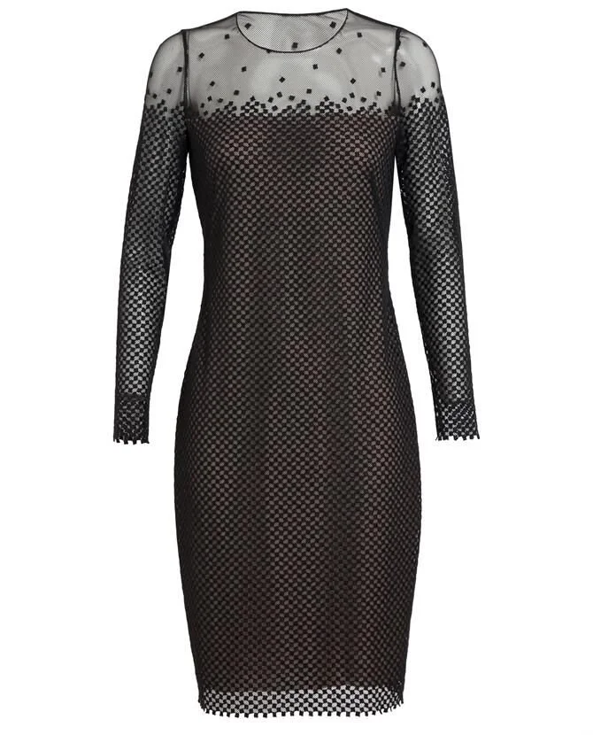 Akris Pebblestone Embroidered Lace Dress in Black