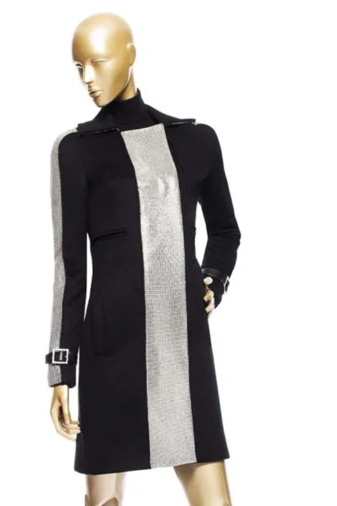 Versace Metal Mesh Coat in Black