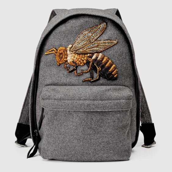 Gucci Bee Embroidered Wool Backpack