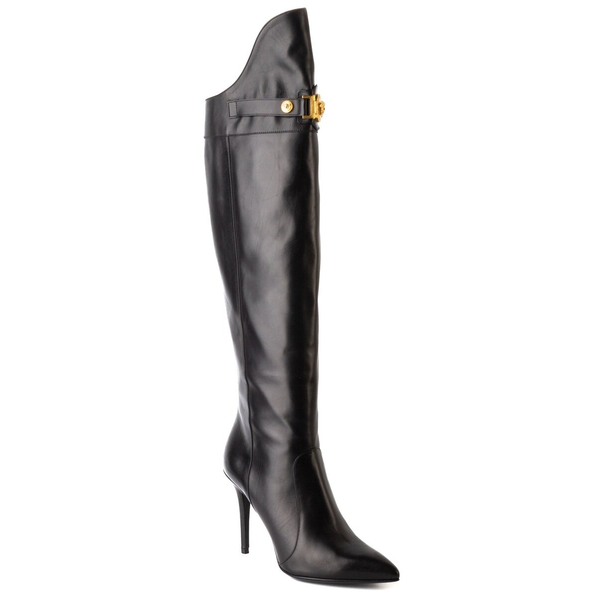 Versace Leather Thigh Boots in Black — UFO No More