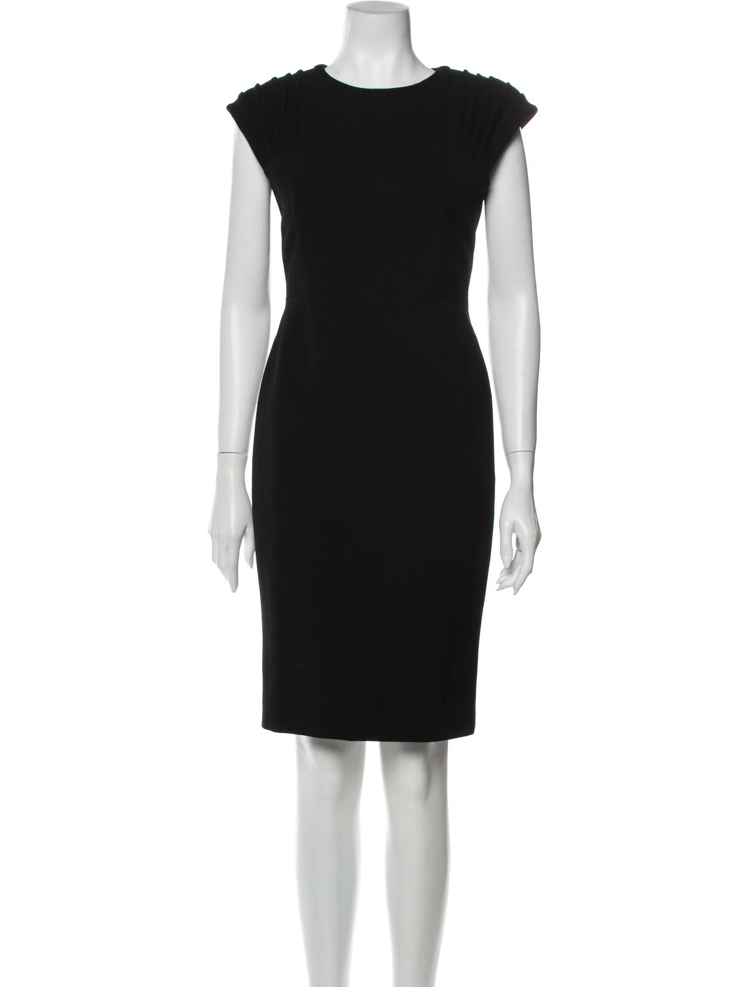 Versace Pleated Accents Sheath Dress in Black