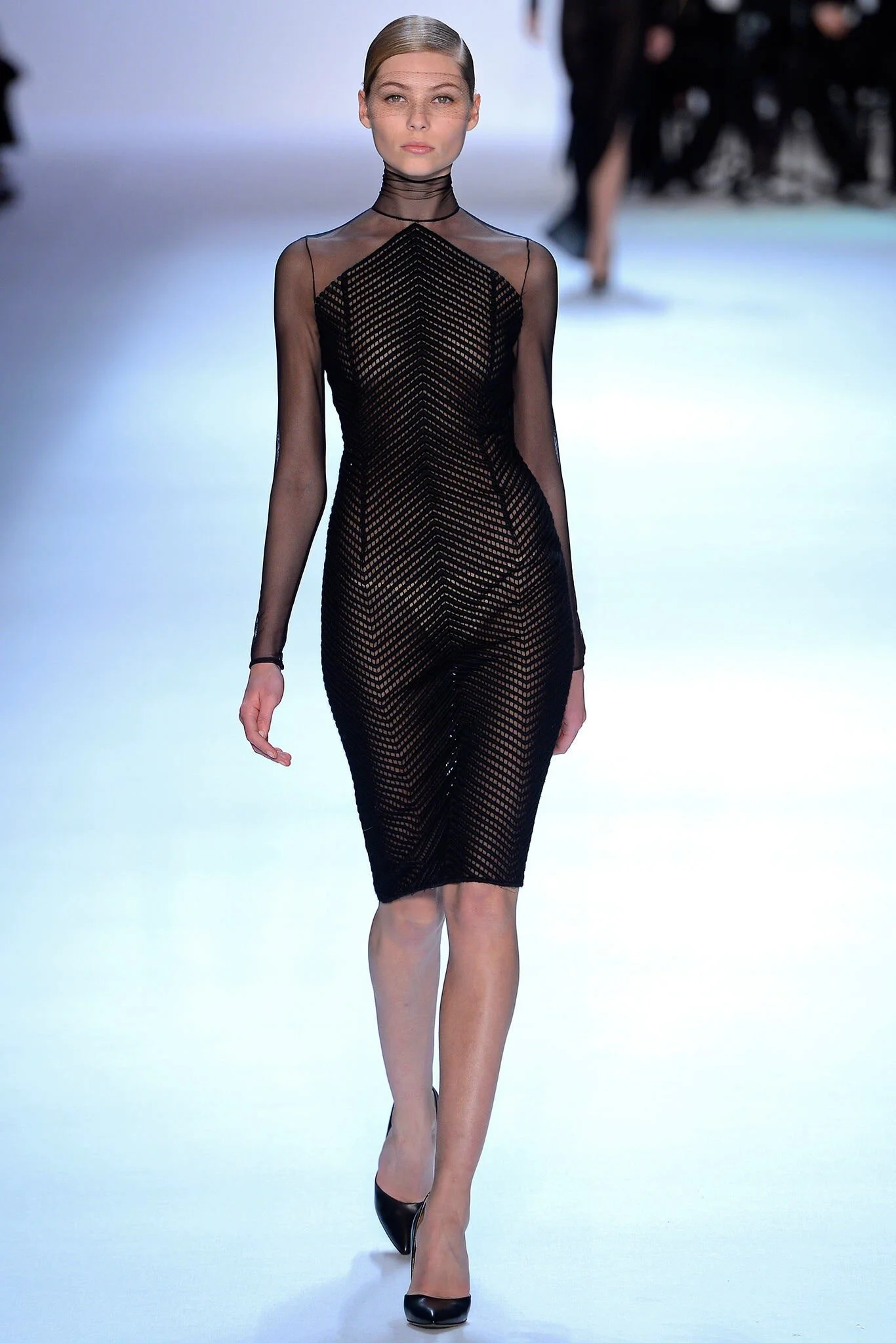 Akris Textured Wool Knee-Length Dress in Black