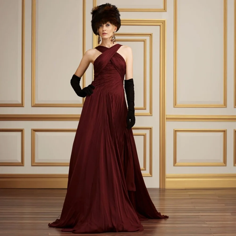 burgundy ralph lauren dress Ralph Lauren Collection Crisscross Gown in Burgundy — UFO No More