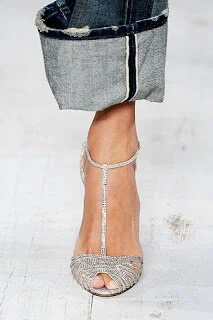 Ralph Lauren Crystal T Bar Sandals in Purple
