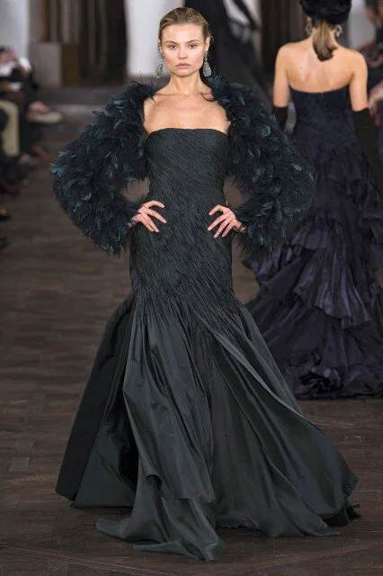 ralph lauren corset dress Paired with a sleek corset belt, the #RLCollection Cressida gown is defined  by its high-neck collar and ruffles traced along the bodice. Discover the  Cressida Floral Chiffon Evening Dress and more #RalphLauren