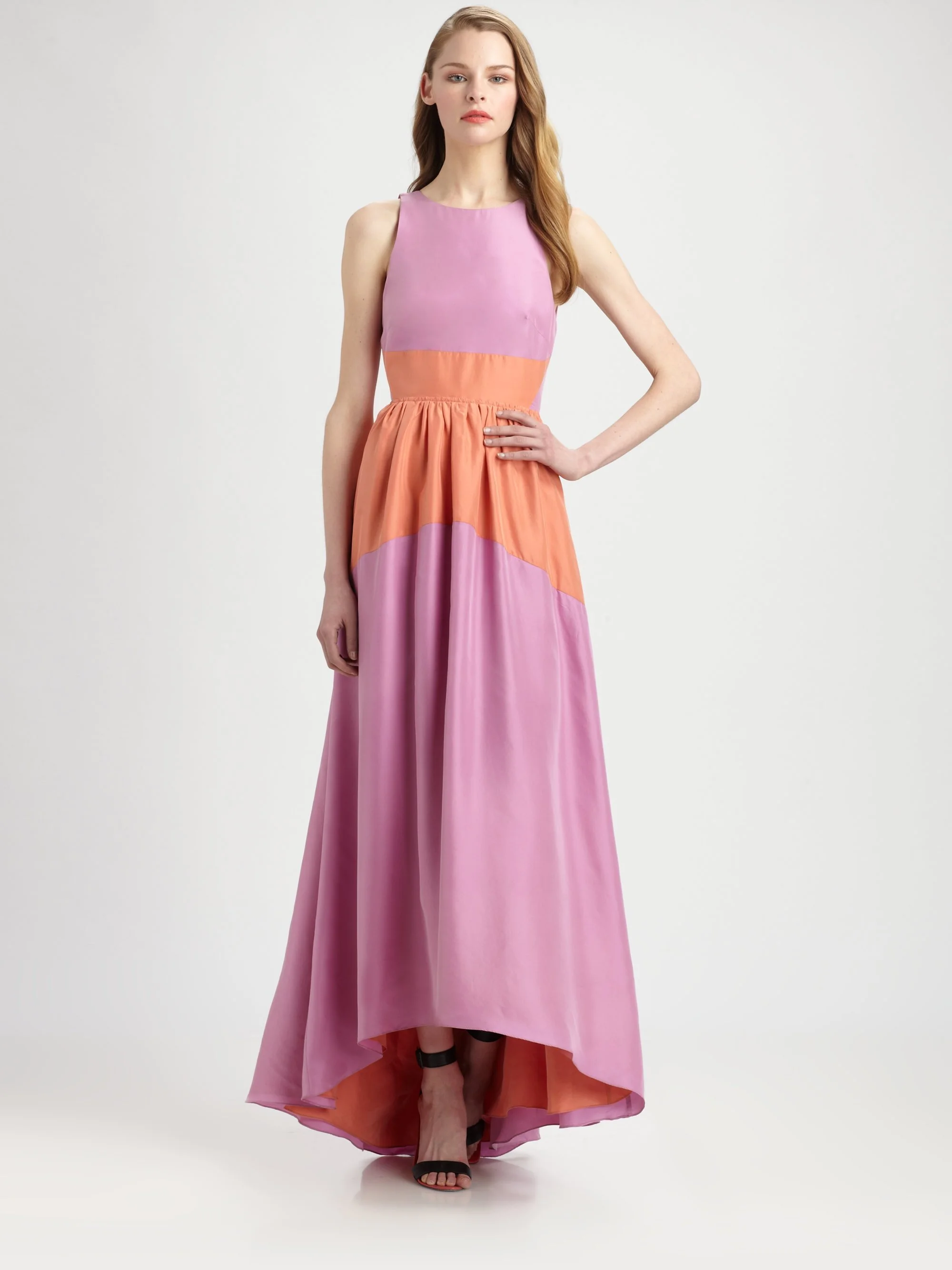 Tibi Silk Colorblock Maxi Dress
