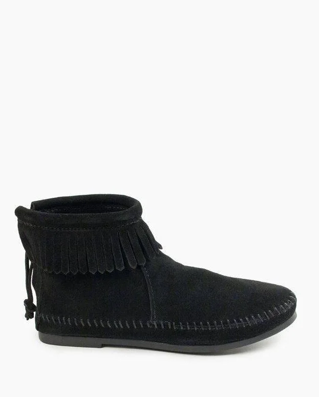 Minnetonka Back Zip Hardsole Boot in Black