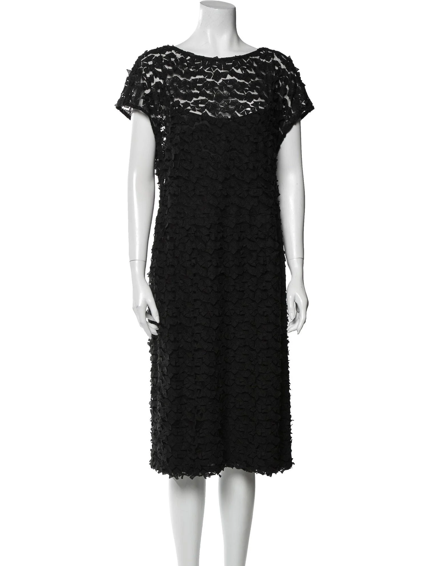 Akris Lace Textured Bateau Neckline Dress in Silver