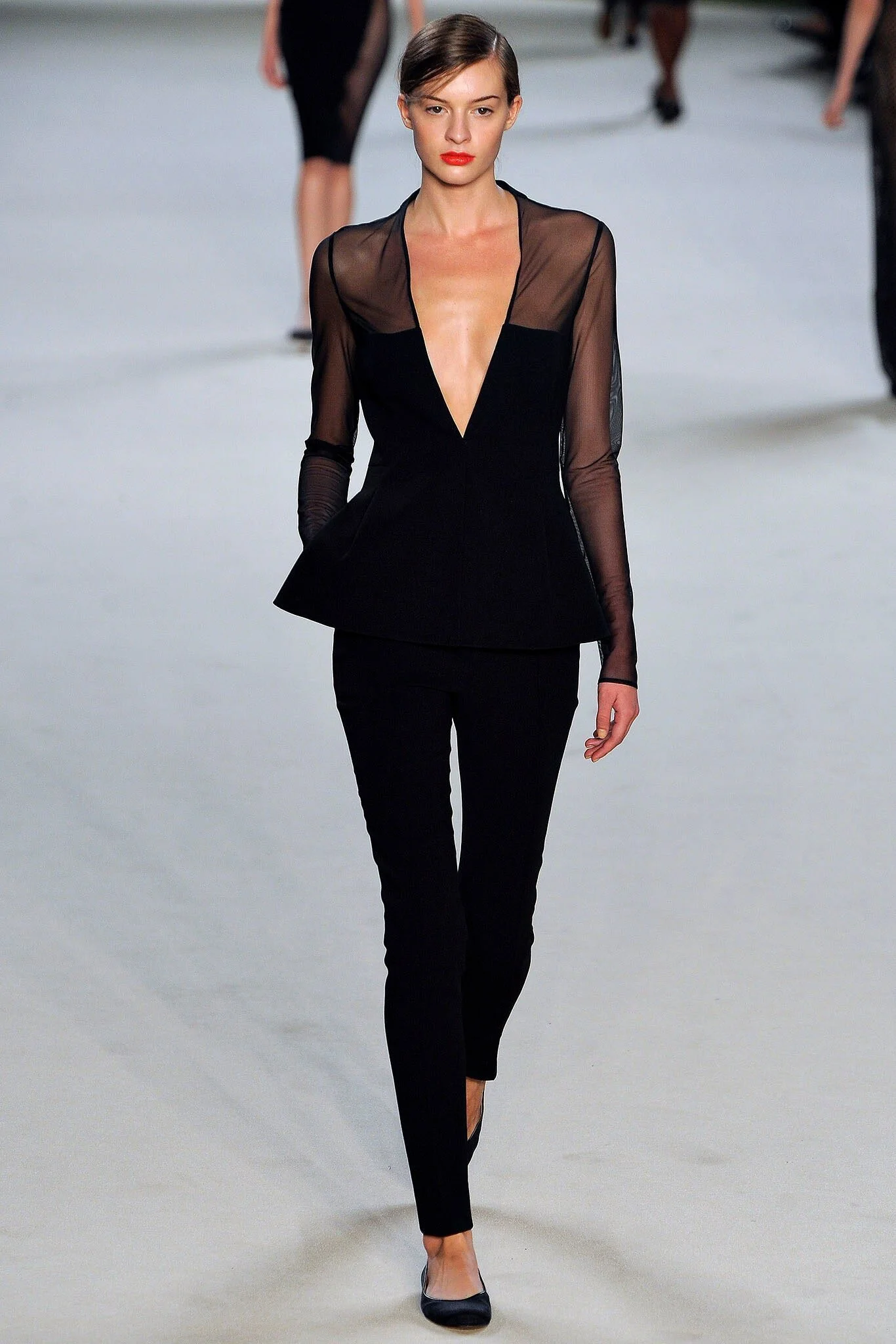 Akris Mesh Peplum Jumpsuit in Black