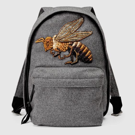 Gucci Bee Embroidered Wool Backpack.jpg