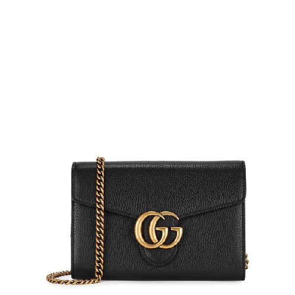 Gucci Marmont Mini Chain Bag in Black Grained Leather.png