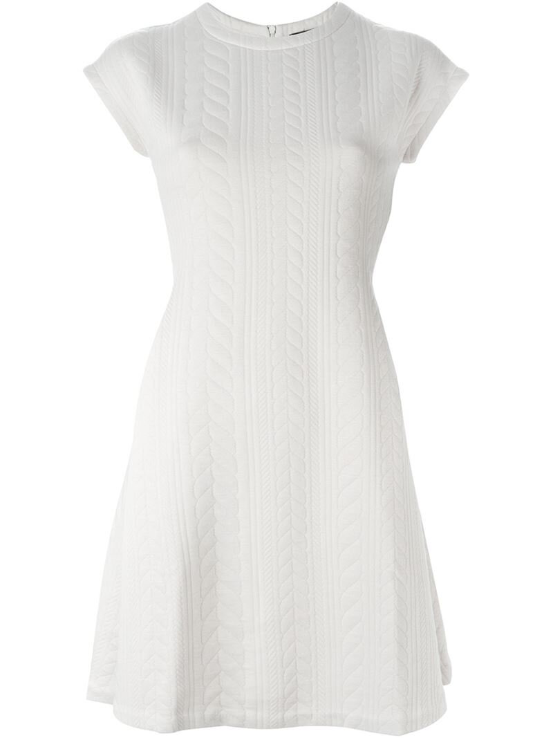 Emporio Armani Textured A-Line Dress in White.jpg