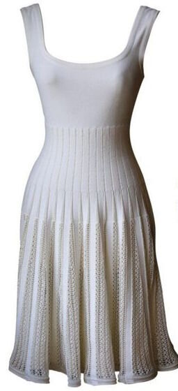 Alaïa Pleated Knit Dress in White.jpg