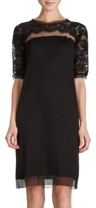 Lanvin Floral Lace Top Dress in Black