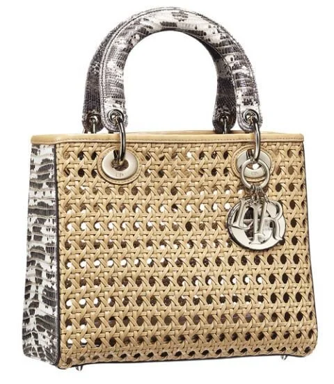Christian Dior Lady Dior Medium Bag in Woven & Lizard