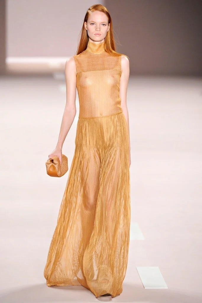 Akris Micro-pleated Gown in Off-White
