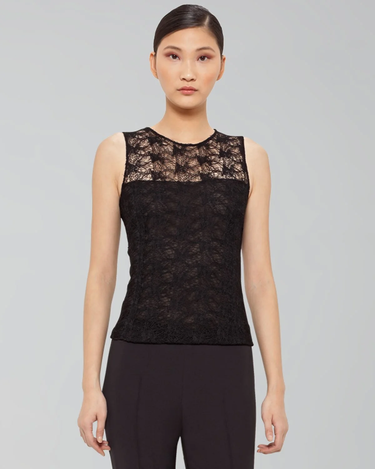 Akris Sleeveless Lace Top in Grey