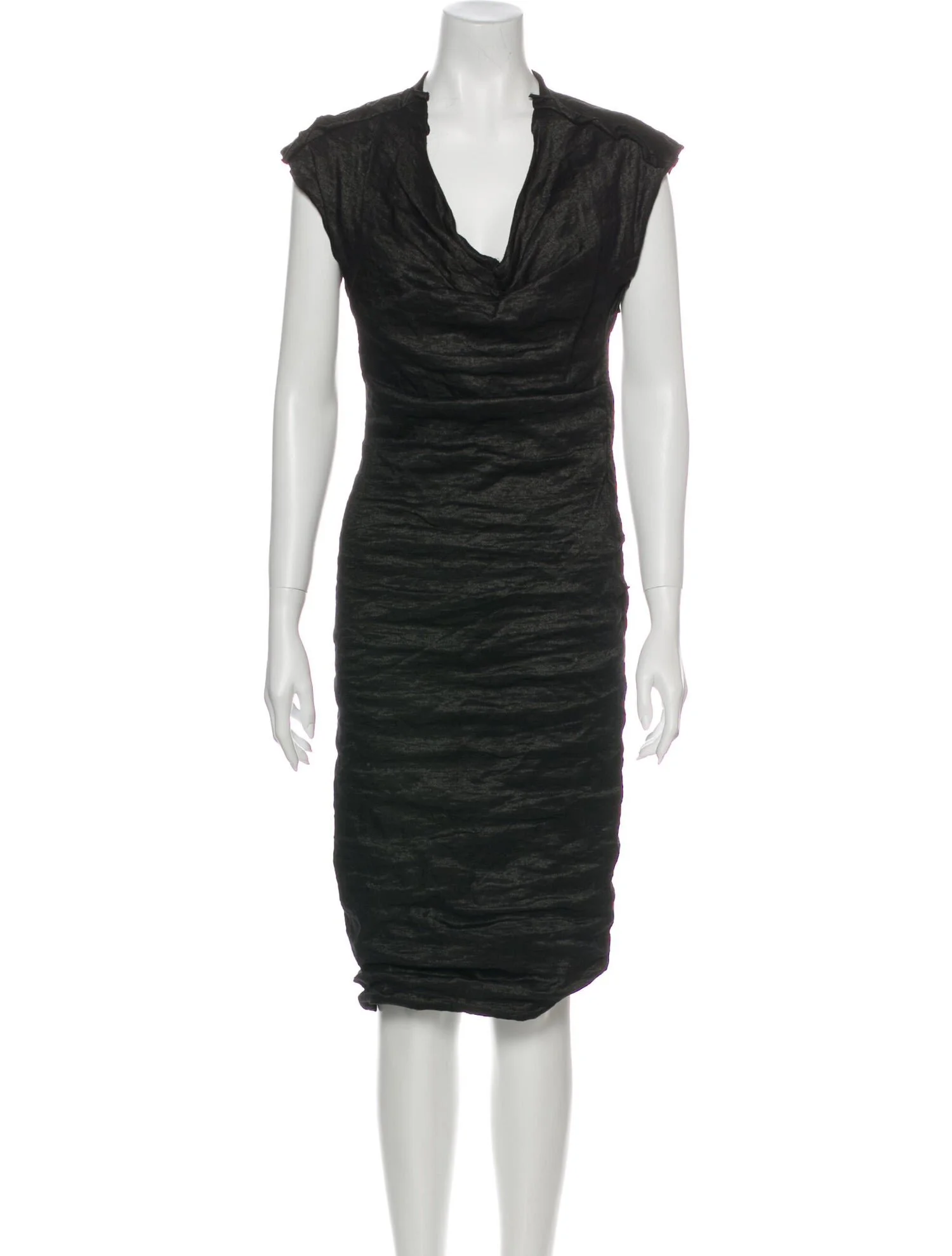 Lanvin Cowl Neck Sleeveless Midi Dress in Black