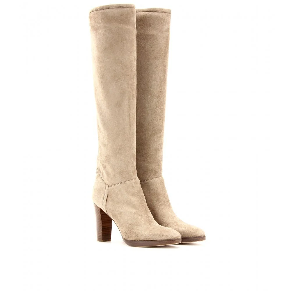Loro Piana Sharmaine Suede Boots in Taupe