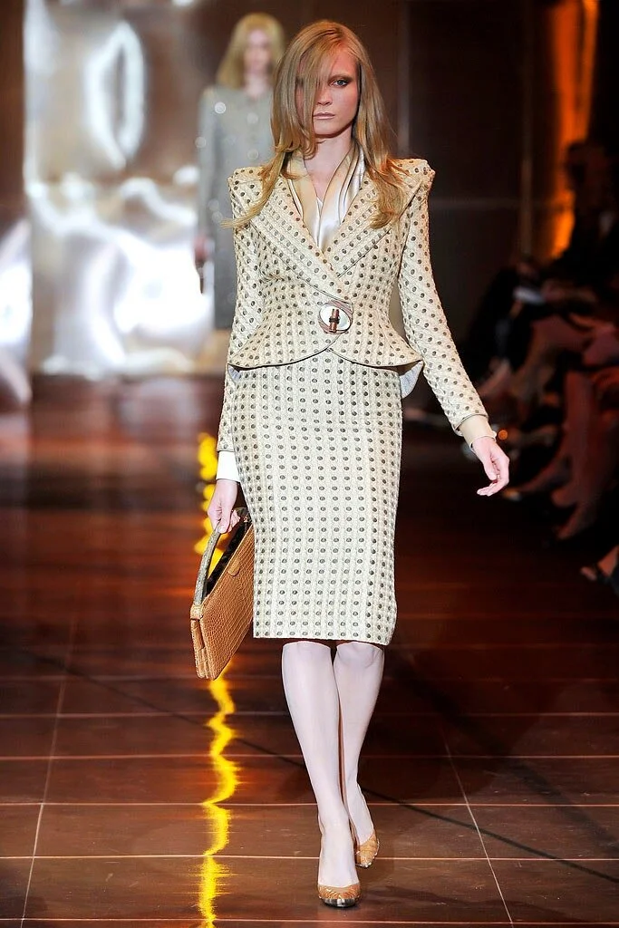 Armani Privé Two-Tone Jacquard Silk Pencil Skirt
