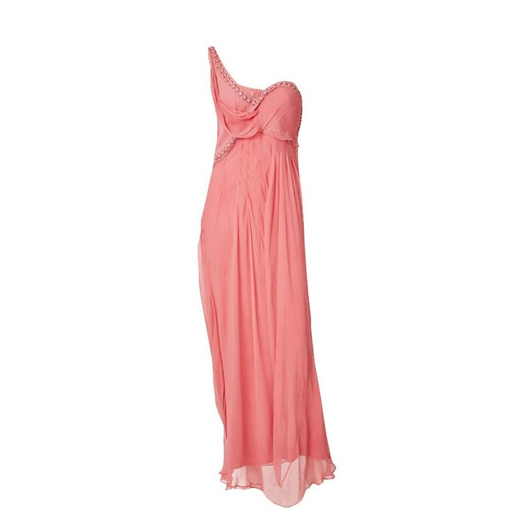 open lace back dress Halston IV Fuchsia One Shoulder Jersey Dress