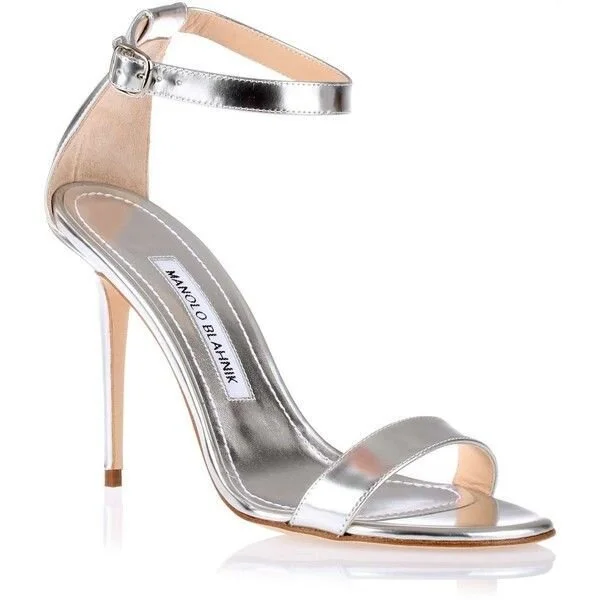 Manolo Blahnik Chaos 105 Sandals in Silver