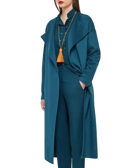 Akris Cashmere Double-Face Long Coat in White