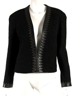Chanel Leather-Trimmed Wool Jacket in Black.jpg