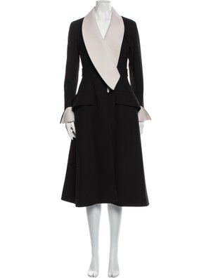 Christian Dior Wool & Satin Oversized Lapel Coat in Black — UFO No More