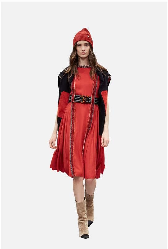 Chanel Wool-Trimmed Pleated Dress.jpg