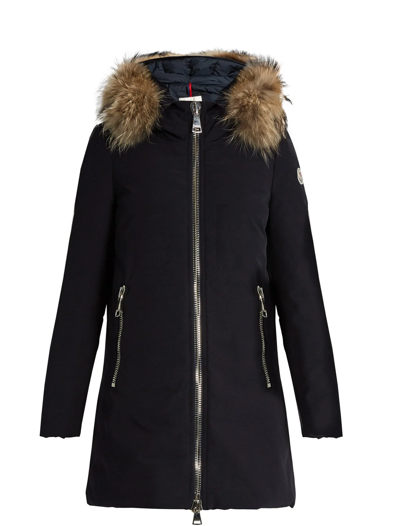 Moncler Dimitra Fur-Trimmed Down Coat in Navy